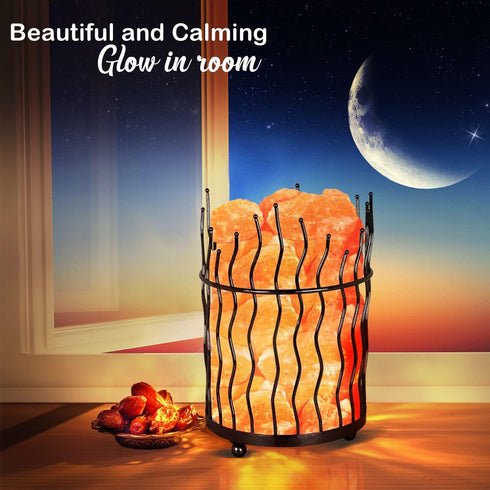 Pillar Style Metal Basket Salt Lamp - 7Lbs | HIMALAYAN GLOW